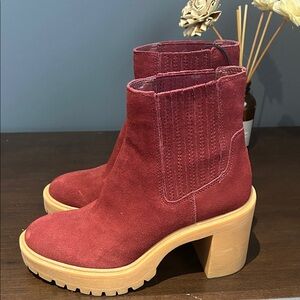 Dolce Vita Burgundy Suede Heeled Boots